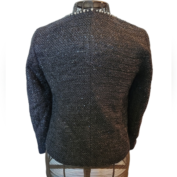 RSVP BY TALBOTS  size 12P fully lined black jacket trimmed in faux pearls. - Picture 2 of 7